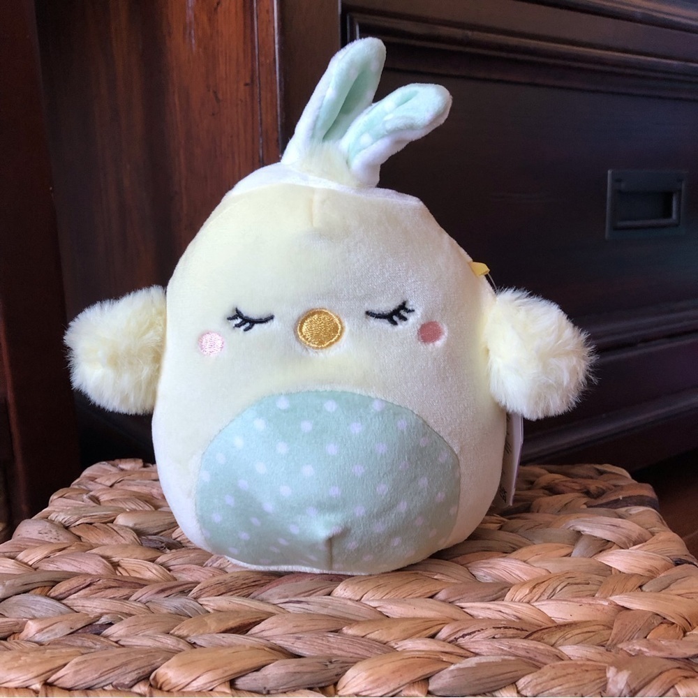Squishmallows Aimee the Chick dressed as Easter Bunny in 5"